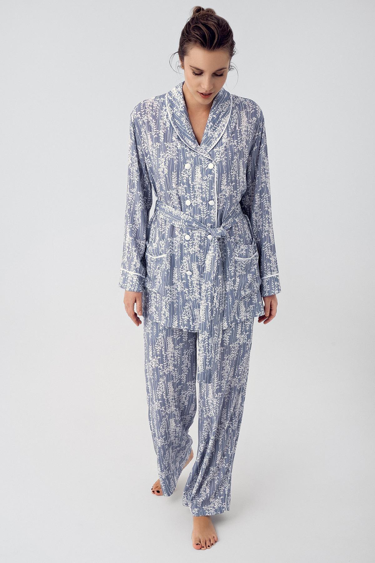 Desenli Kimono Lohusa Pijama Takımı - 16205