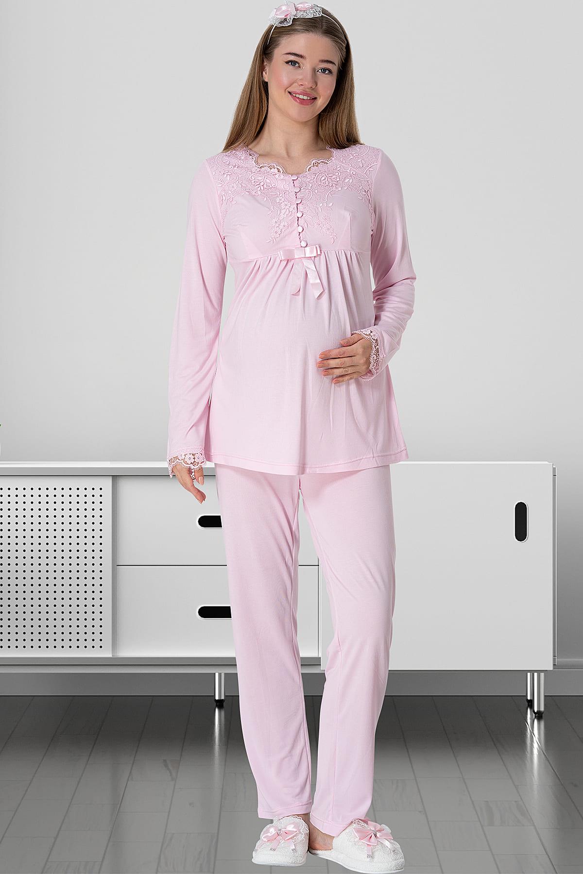 Dantel Detaylı Lohusa Pijama Takımı - 5414